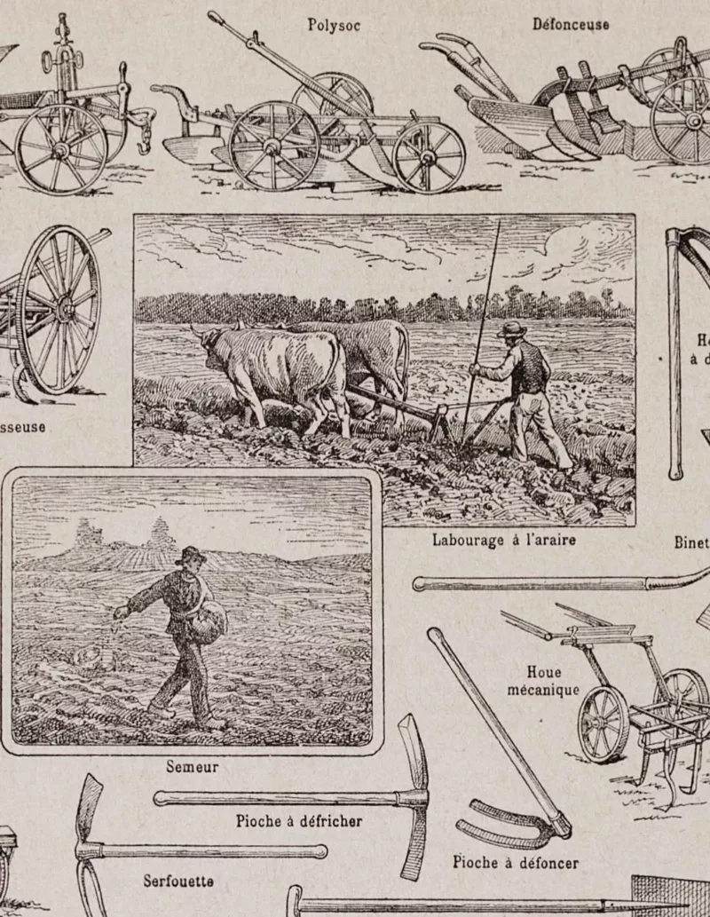 Agriculture et machines agricoles, planche originale 1930