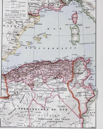 Carte ancienne Algérie, planche originale années 1930