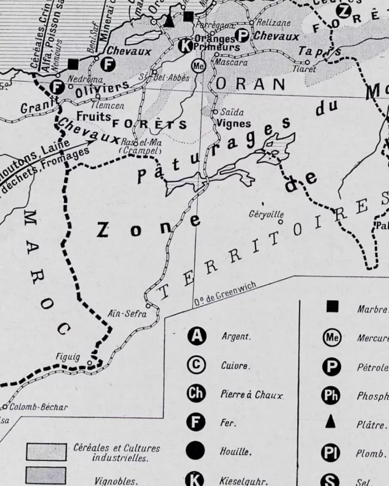Carte ancienne Algérie, planche originale années 1930 – verso encadré en décoration murale
