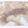 Carte ancienne Alpes, planche originale années 1930 – planche ancienne entière