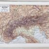 Carte ancienne Alpes, planche originale années 1930
