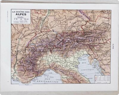 Carte ancienne Alpes, planche originale années 1930