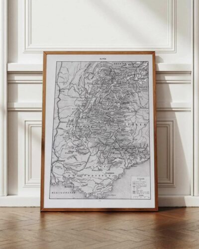Carte ancienne Alpes, planche originale années 1930