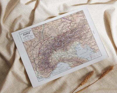 Carte ancienne Alpes, planche originale années 1930