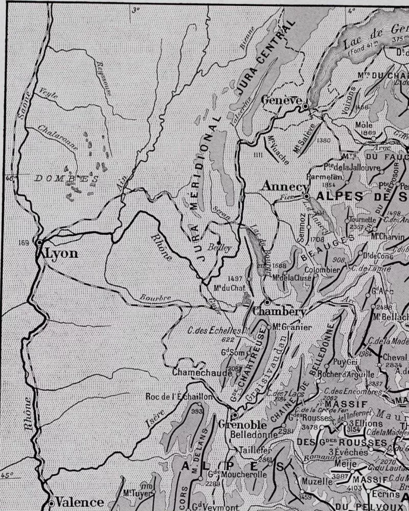 Carte ancienne Alpes, planche originale années 1930 – détail de la planche ancienne