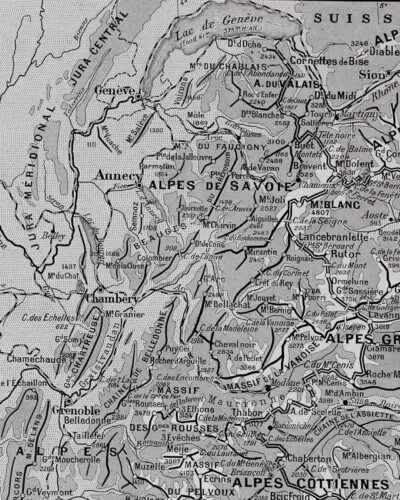 Carte ancienne Alpes, planche originale années 1930