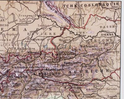 Carte ancienne Alpes, planche originale années 1930