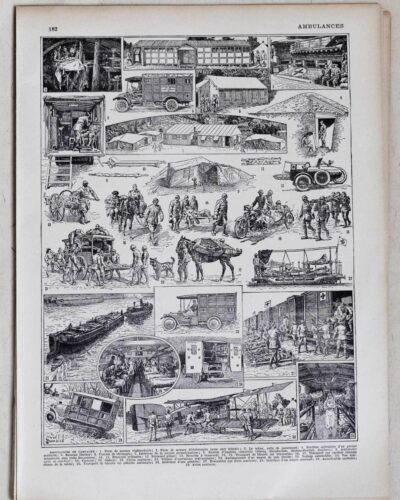 Ambulances et secours militaires, planche ancienne années 1930