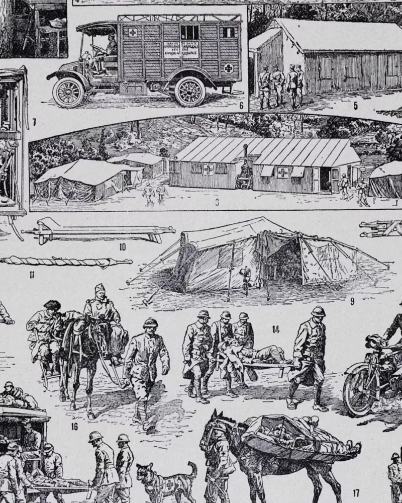 ambulances-a14.jpg Ambulances et secours militaires, planche ancienne années 1930 – détail de la planche ancienne