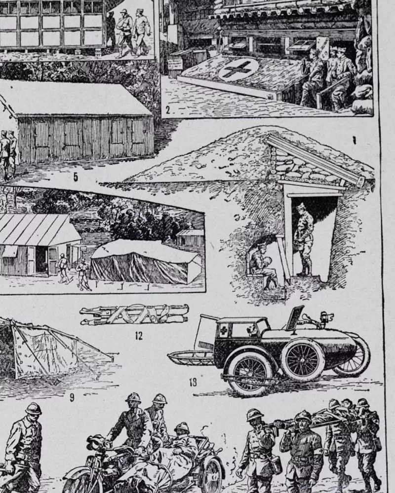 ambulances-b13.jpg Ambulances et secours militaires, planche ancienne années 1930 – détail de la planche ancienne