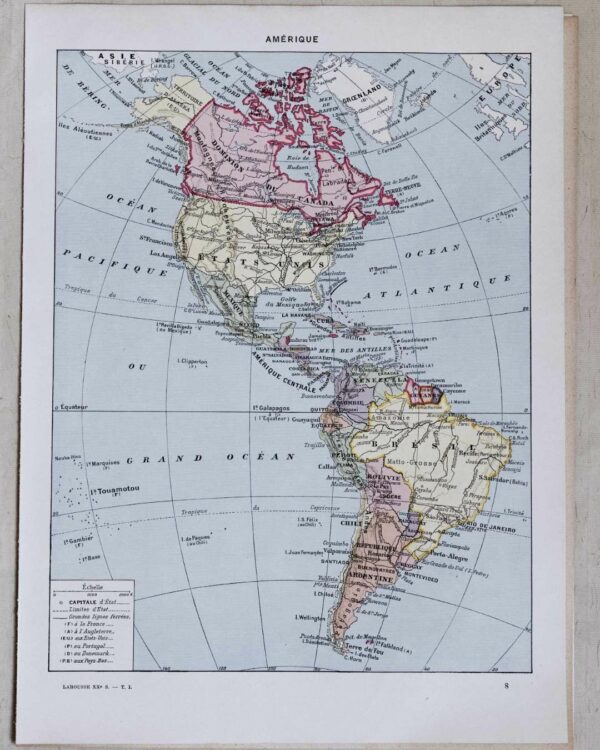 amerique-carte-a11.jpg Amérique, carte ancienne et planche géographique années 1930