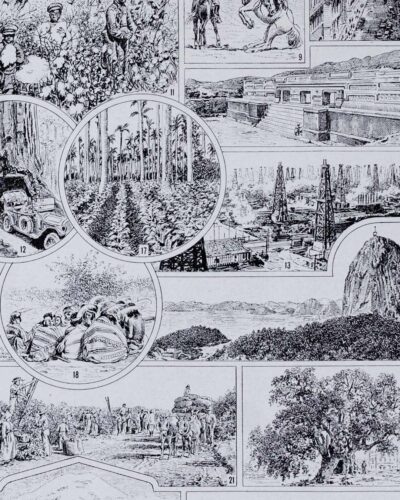Amérique, carte ancienne et planche géographique années 1930