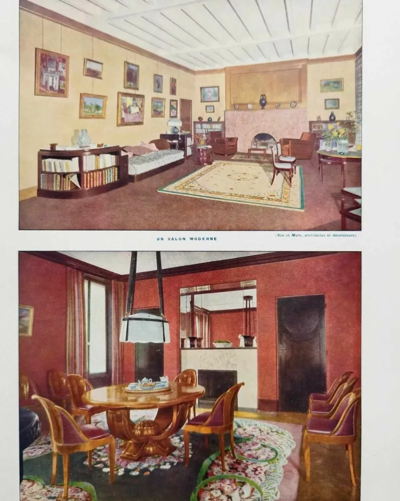 Ameublement et intérieurs modernes, planche décorative 1930 – planche ancienne entière
