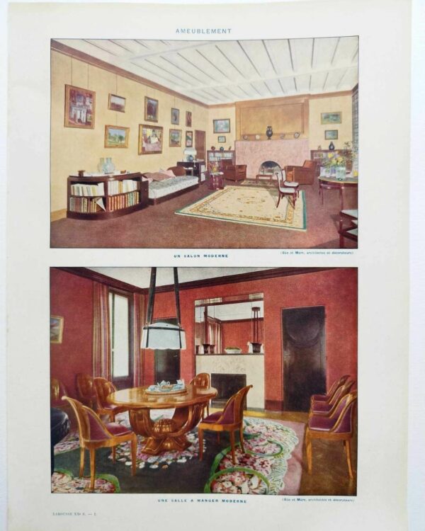 Ameublement et intérieurs modernes, planche décorative 1930