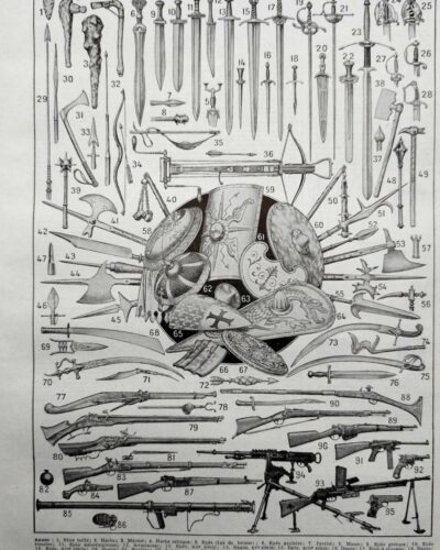 Armes, planche historique originale vers 1950