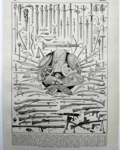Armes, planche historique originale vers 1950