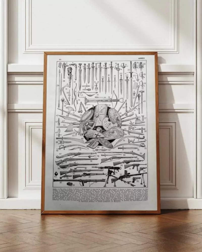 armes-a12.jpg Armes, planche historique originale vers 1950 – planche encadrée en décoration murale