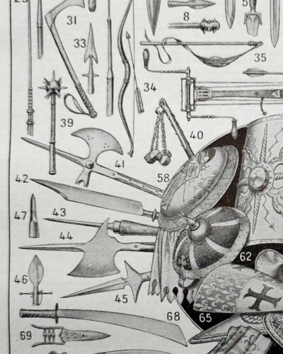 Armes, planche historique originale vers 1950