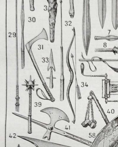 Armes, planche historique originale vers 1950