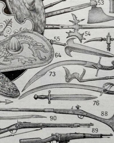 Armes, planche historique originale vers 1950