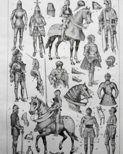 Armures, planche historique de Chéri Hérouard vers 1950