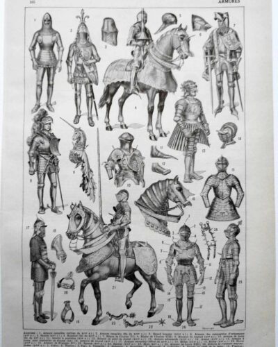 Armures, planche historique de Chéri Hérouard vers 1950