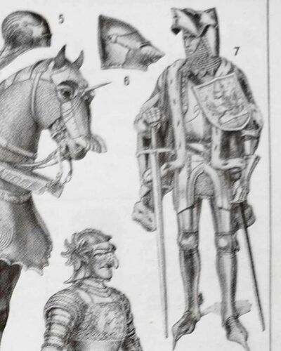 Armures, planche historique de Chéri Hérouard vers 1950