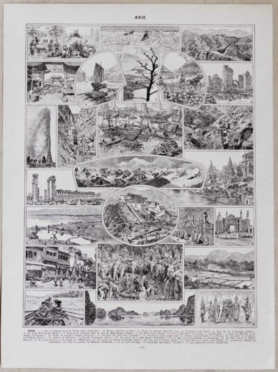 asie-01.jpg Asie, scènes historiques et carte géopolitique, planche 1930