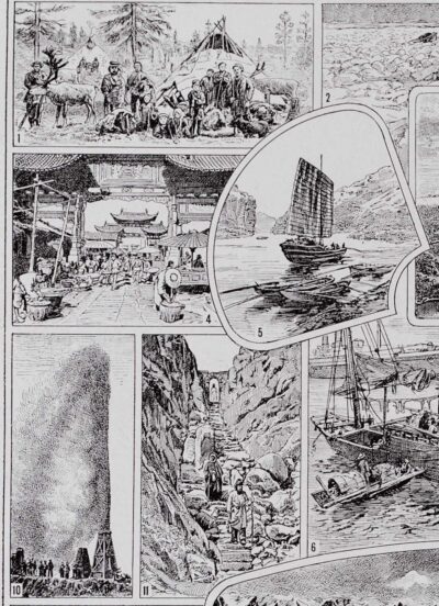 asie-03.jpg Asie, scènes historiques et carte géopolitique, planche 1930