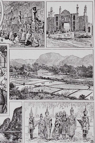 asie-04.jpg Asie, scènes historiques et carte géopolitique, planche 1930