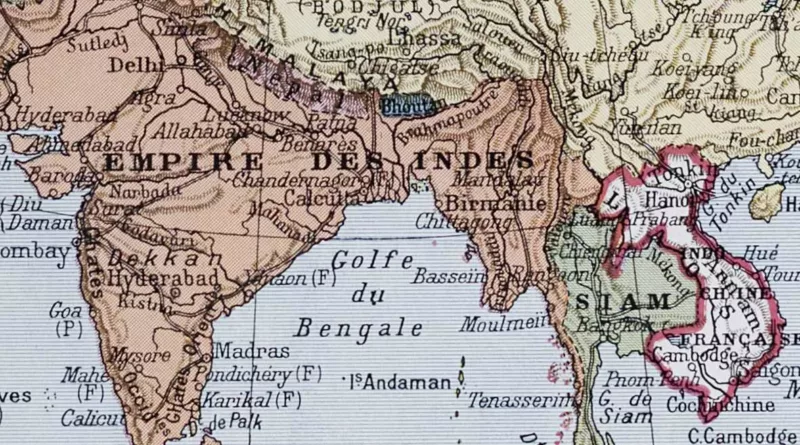 Asie, scènes historiques et carte géopolitique, planche 1930