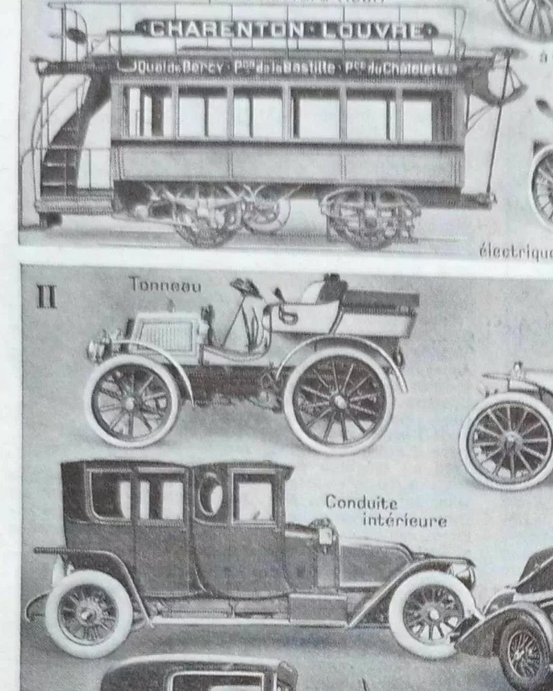 Automobiles, planche technique originale 1950 – détail de la planche ancienne