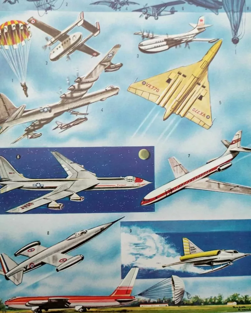 aviation-a10.jpg Aviation, planche encyclopédique originale 1950 – planche ancienne entière