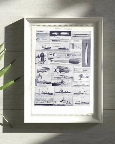 Sous-marins et torpilleurs, planche encyclopédique 1930