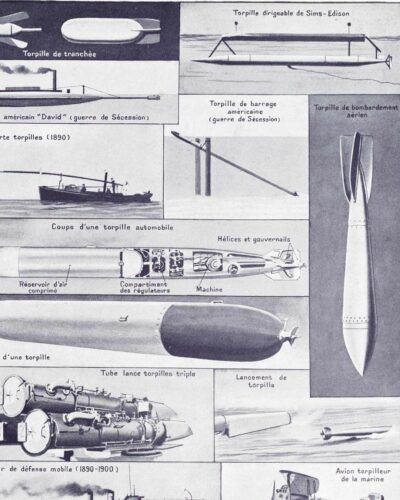 Sous-marins et torpilleurs, planche encyclopédique 1930