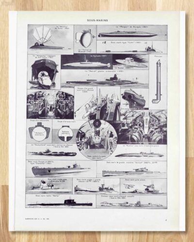 Sous-marins et torpilleurs, planche encyclopédique 1930