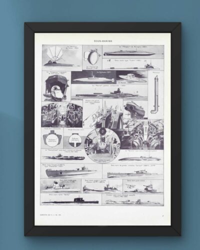 Sous-marins et torpilleurs, planche encyclopédique 1930
