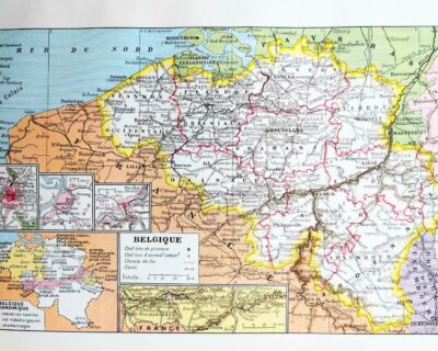 Belgique, carte géographique et photographies 1950