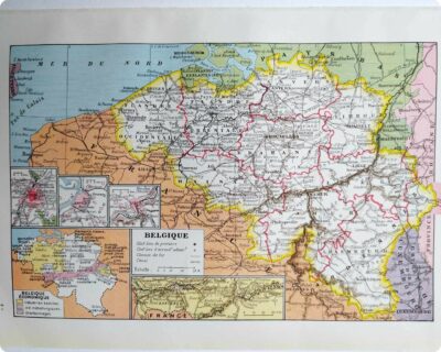 Belgique, carte géographique et photographies 1950