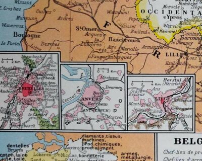 Belgique, carte géographique et photographies 1950
