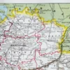 Belgique, carte géographique et photographies 1950 – détail de la planche ancienne