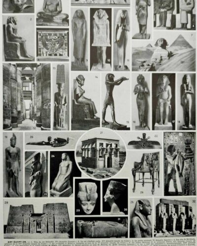 Égypte ancienne, carte et monuments, planche années 1930