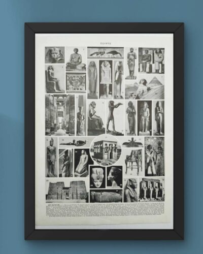 Égypte ancienne, carte et monuments, planche années 1930