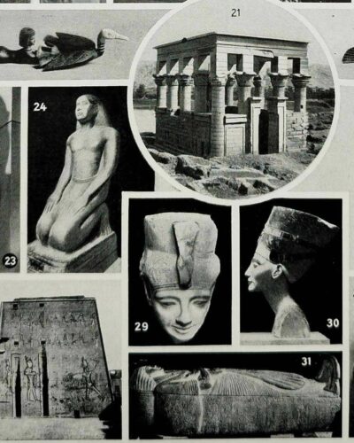 Égypte ancienne, carte et monuments, planche années 1930