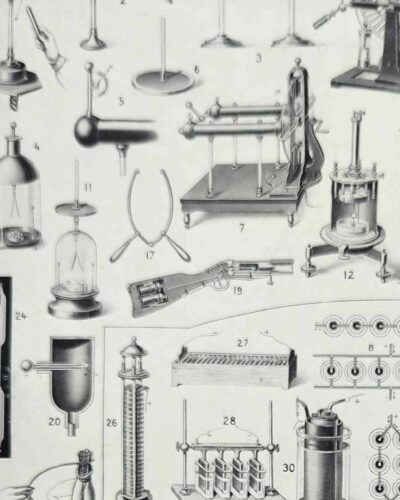 Électricité et machines, planche scientifique années 1930