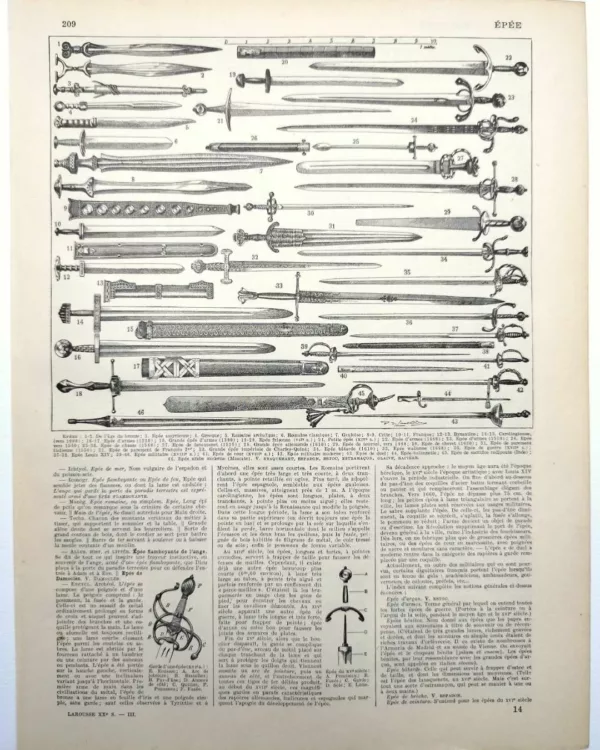 epee-armes-a11.jpg Épées et armes blanches, planche historique années 1930