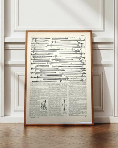 Épées et armes blanches, planche historique années 1930