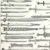 Épées et armes blanches, planche historique années 1930 – détail de la planche ancienne