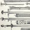 Épées et armes blanches, planche historique années 1930 – détail de la planche ancienne