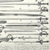 Épées et armes blanches, planche historique années 1930